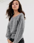 Abercrombie & Fitch High Neck Knit Sweater In Gray Heather
