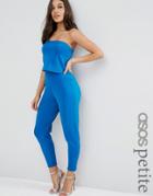 Asos Petite Scuba Jumpsuit With Double Layer Bandeau - Cobalt