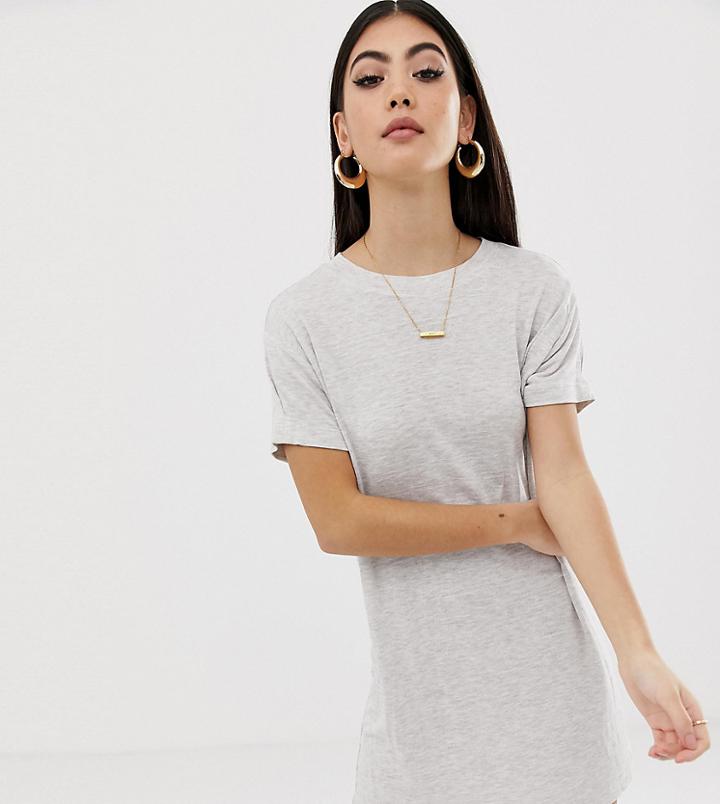 Asos Design Petite Pinch Back Marl T-shirt Dress - Beige