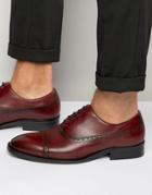 Dune Rebeche Leather Oxford Brogue Shoes - Red