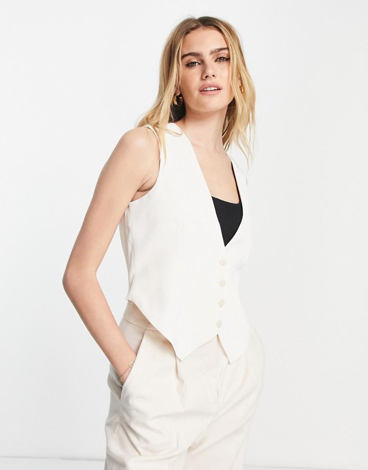 Vero Moda Aware Tailored Vest In Cream - Part Of A Set-white