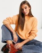 Asos Design Crew Neck Sweater In Fluffy Yarn In Orange