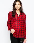 Brave Soul Woven Checked Shirt - Red Combo