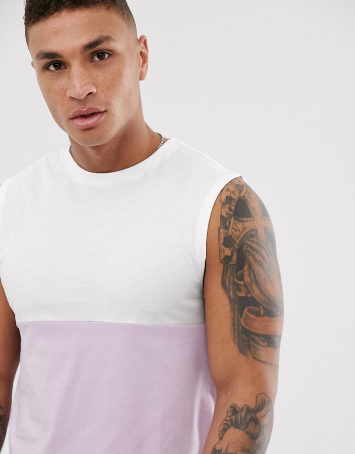 Asos Design Organic Tank Tank With Contrast Yoke In Purple