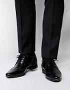 Asos Wingcap Brogue Shoes In Black Leather - Black