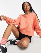 Nike Wild Oasis All Over Print Oversized Crew Neck Fleece Sweatshirt In Terracota-orange