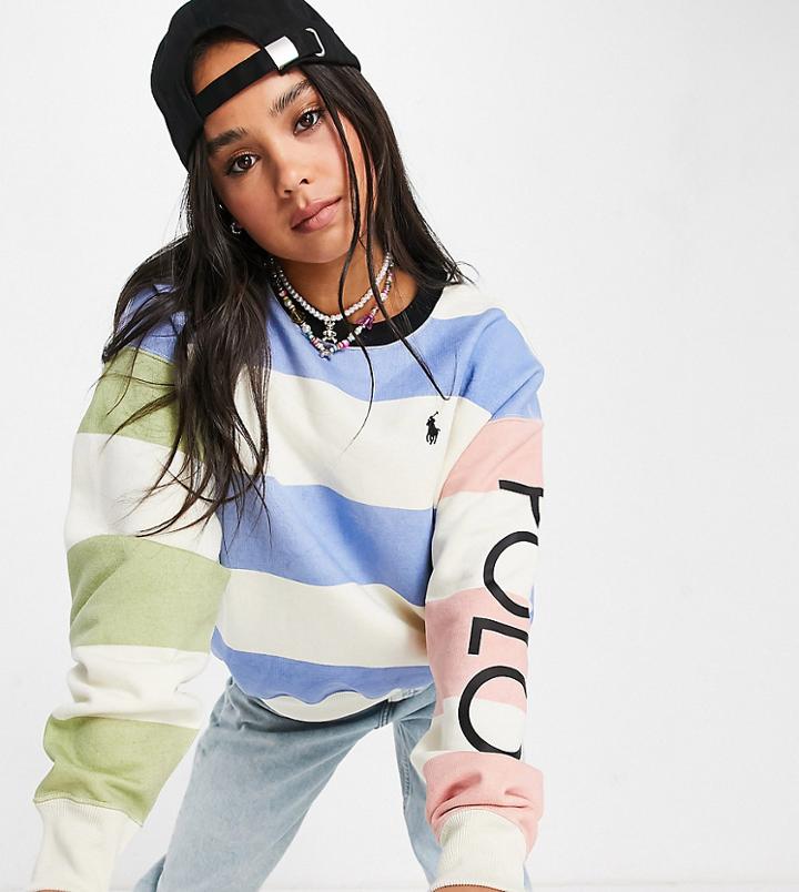 Polo Ralph Lauren X Asos Exclusive Collab Sweatshirt In Color Block Stripe-multi
