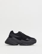 Asos Design Sneakers In Black Mix With Chunky Sole - Black