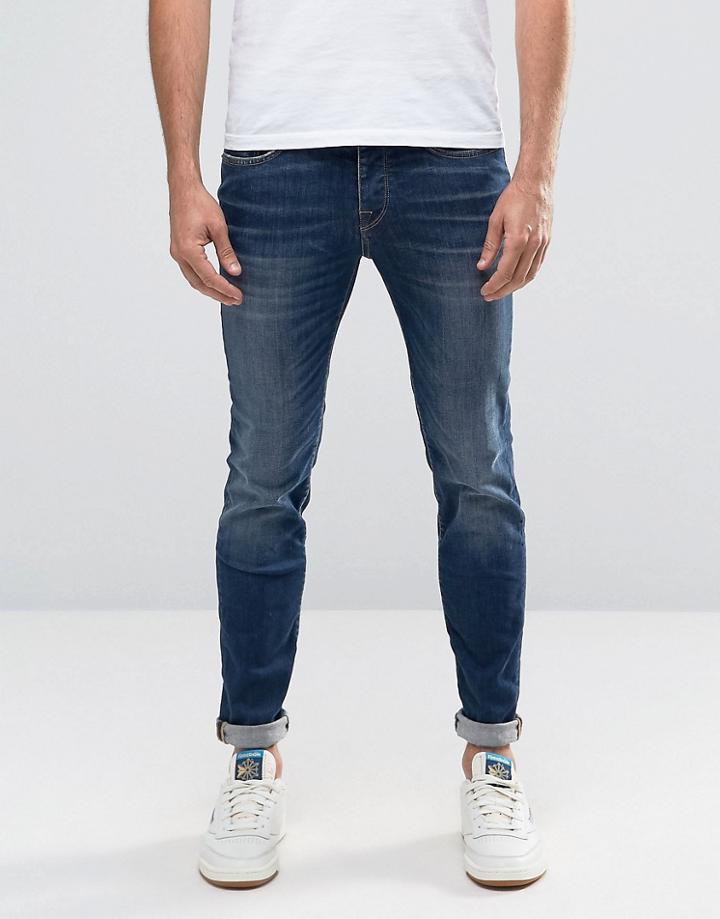Selected Homme Fabios Skinny Fit Jeans In Mid Wash - Blue