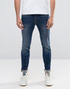 Selected Homme Fabios Skinny Fit Jeans In Mid Wash - Blue