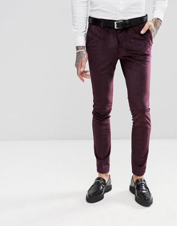 Rudie Slim Fit Velvet Tuxedo Pants - Red