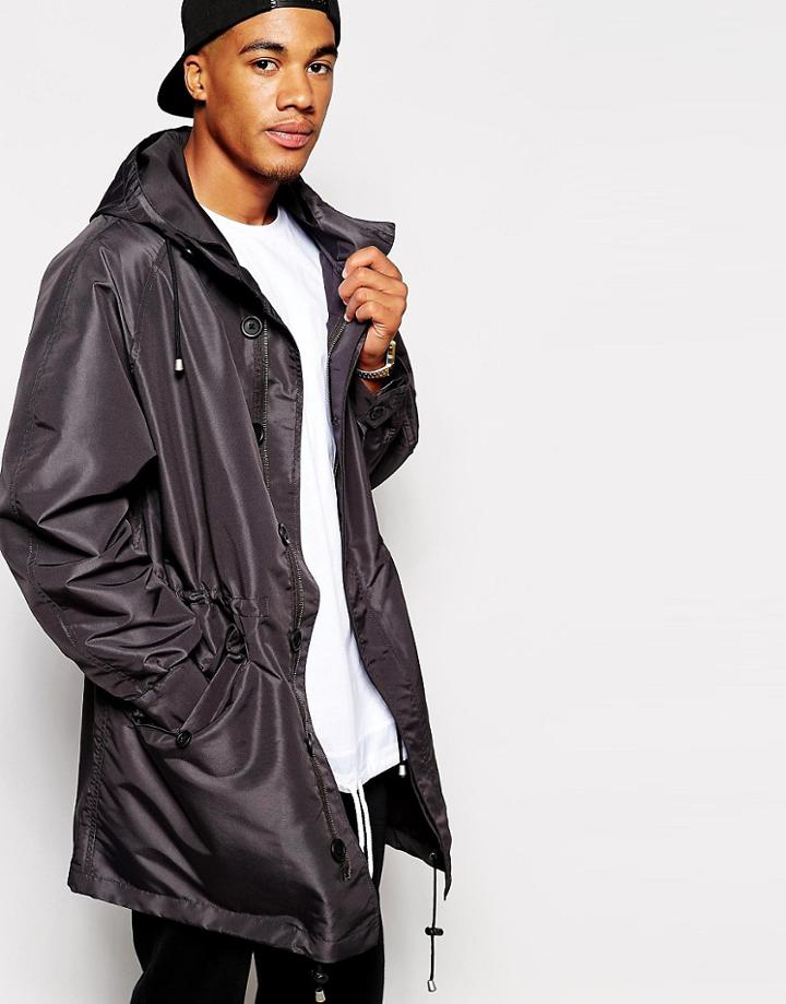 Asos Parka In Oversized Fit - Gray