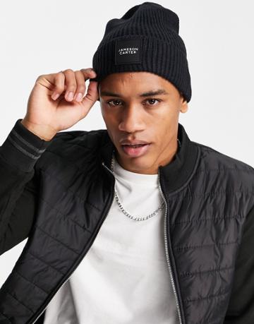 Jameson Carter Alexander Ribbed Beanie In Black