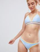 Boohoo Crochet Stitch Detail Bikini Bottom - Blue