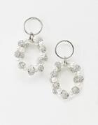Asos Design Earrings With Crystal Balls And Pearls In Silver - Silver