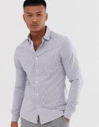 Asos Design Smart Skinny Work Stripe Shirt In Blue