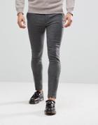 Asos Super Skinny Smart Pants In Gray Wool Mix Texture - Gray