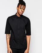 Religion Print 3/4 Sleeved Black Shirt - Black