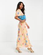 Never Fully Dressed Exclusive Midaxi Dress In Orange Seashell Print-multi