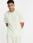 Topman Oversized Turtle Neck T-shirt In Light Green