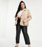 Fashion Union Plus Relaxed Fit Longline Blazer With Pocket Detail Set-neutral