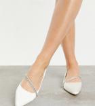 Be Mine Bridal Wide Fit Raey Flat Shoe With Embellishment In Ivory Satin-white