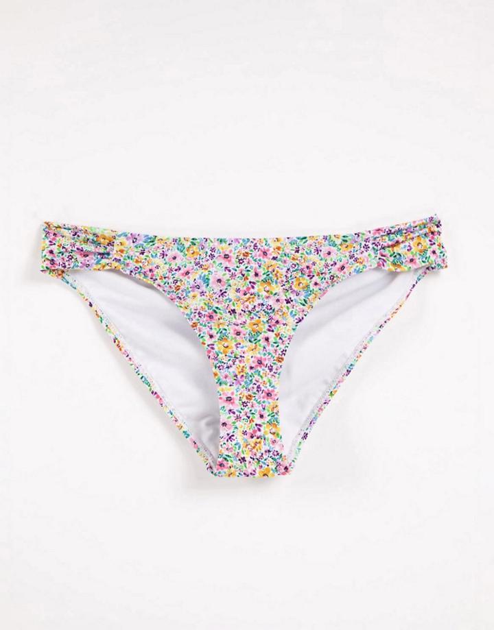 Accessorize Tie Side Bikini Bottom In Floral Ditsy Print-multi