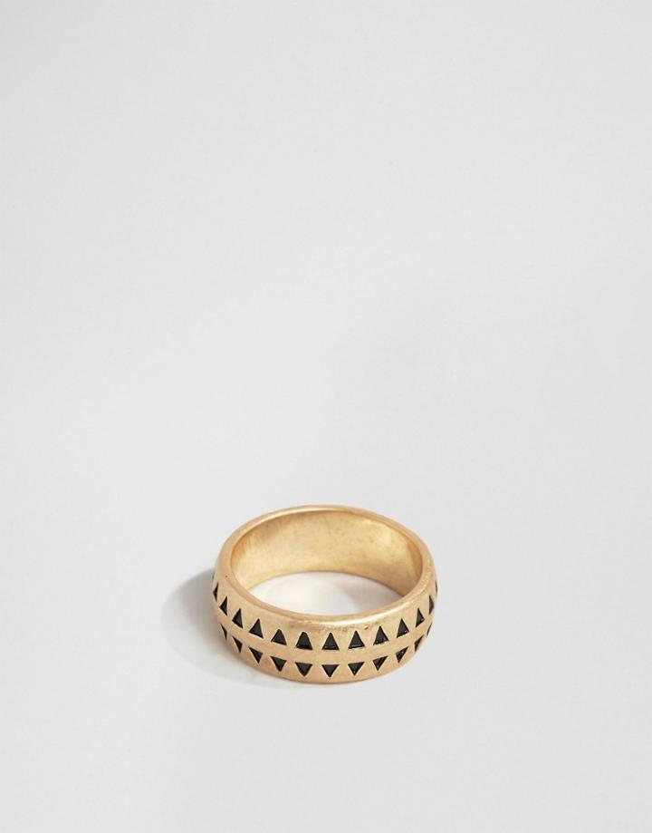 Icon Brand Premium Houndtooth Band Ring In Gold - Gold