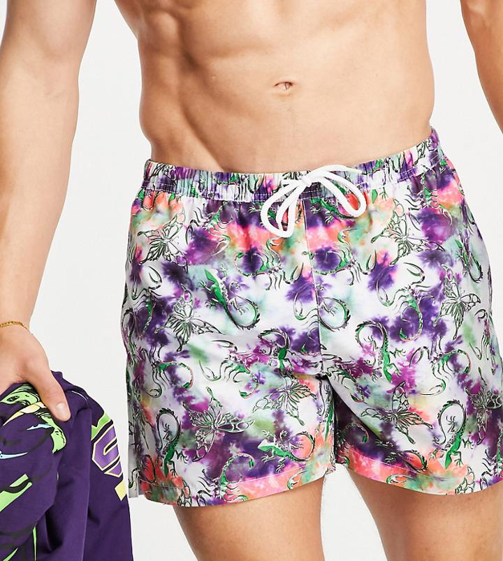Collusion Swim Shorts In Scorpion Print-multi