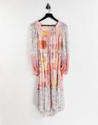 Free People California Soul Maxi Shirt In Patchwork Floral-multi