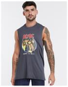 Asos Design Acdc Relaxed Sleeveless T-shirt In Viscose-grey