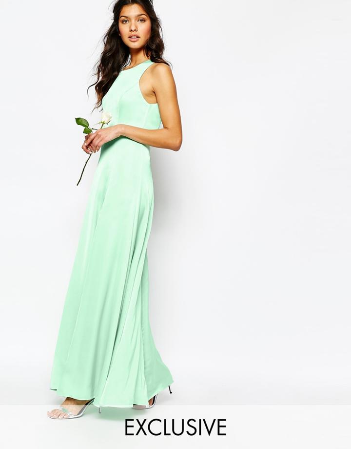 Fame And Partners Asleigh Maxi Dress With Open Back And Side Splits - Spray