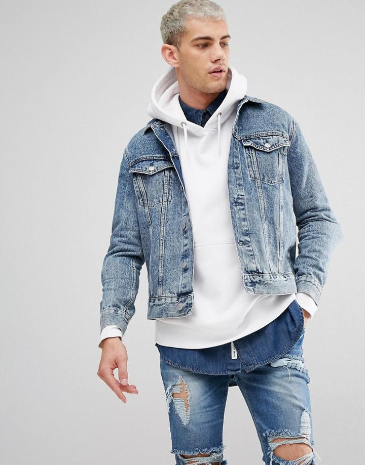 Weekday Single Denim Jacket Wd Blue - Blue