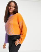 Asos Design Sweater In Polka Dot Pattern-purple