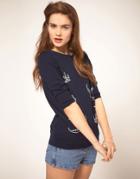 A Wear Sweater With Bird Detail - Navy