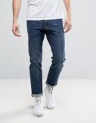 Asos Stretch Slim Jeans In Dark Blue Wash