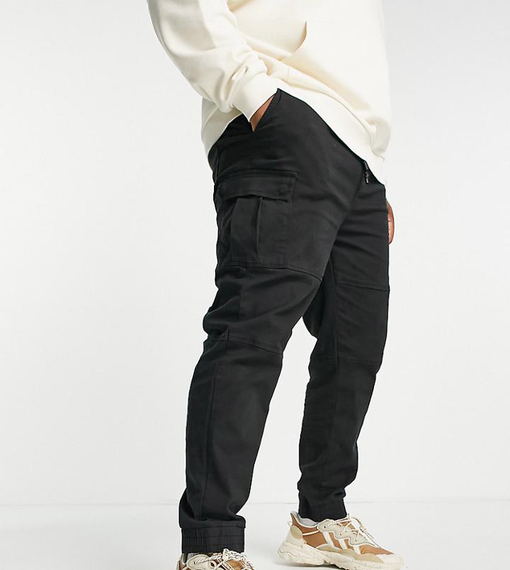 Soul Star Plus Skinny Cuffed Ankle Cargo Pants In Black