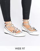 Asos Looking Good Wide Fit Studded Ballet Flats - White