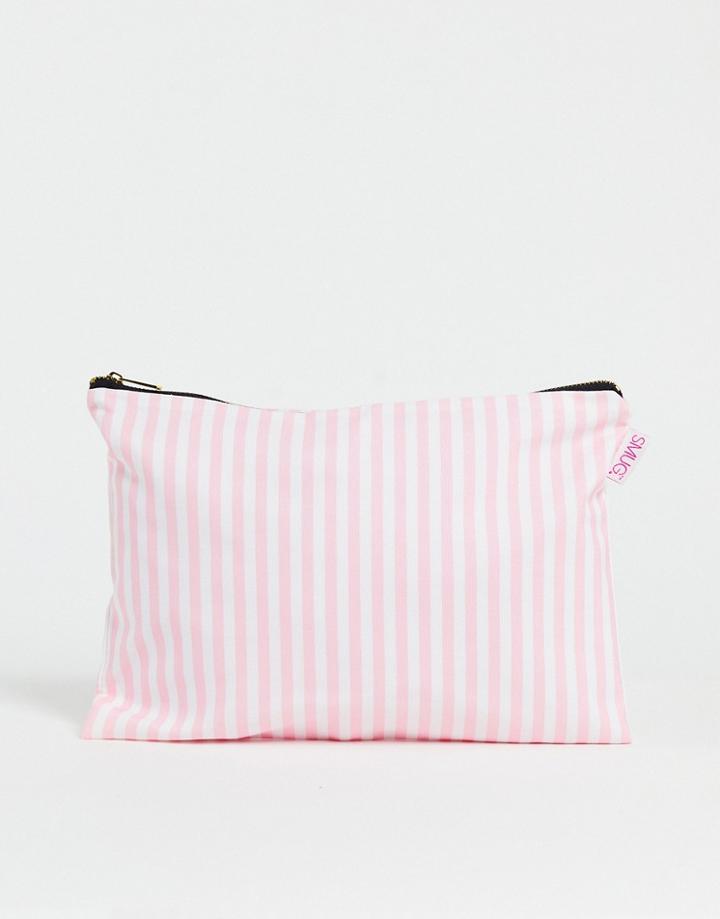 Smug Large Makeup Bag In Candy Stripe Print-multi
