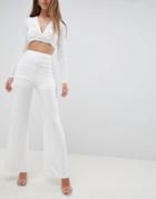 Club L Flare Wide Leg Slinky Pants - White