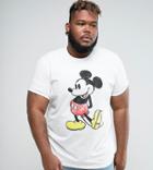 Asos Design Plus Mickey Relaxed T-shirt With Vintage Print And Roll Sleeve - White