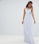 Tfnc Tall Wrap Front Maxi Bridesmaid Dress With Embellished Shoulder-gray