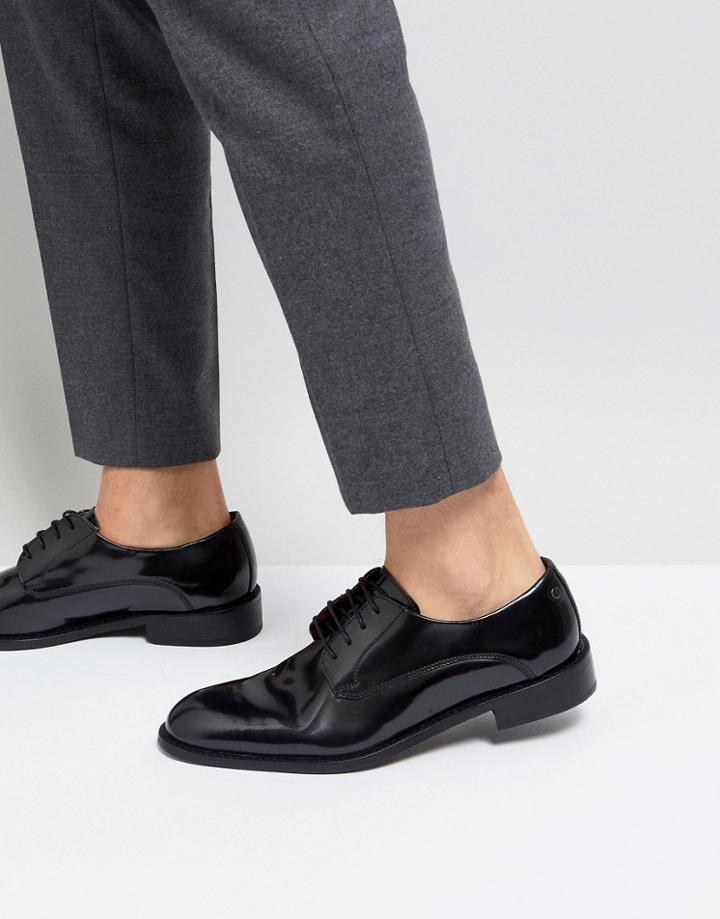 Base London Rexley Hi Shine Derby Shoes In Black - Black