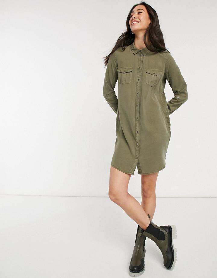 Vero Moda Shirt Dress In Khaki-green