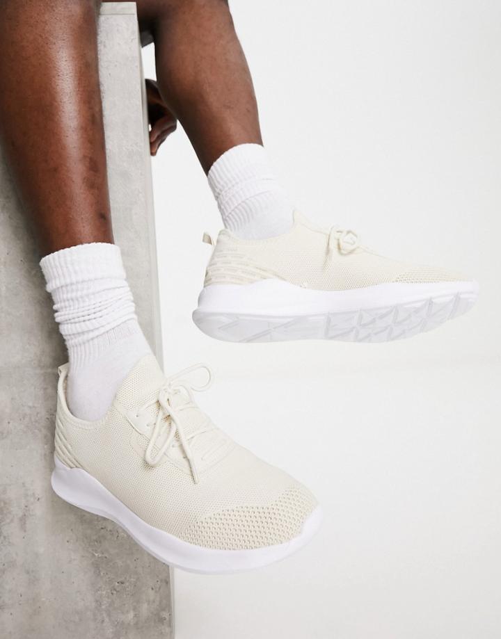 London Rebel X Knit Runner Sneakers In Beige-neutral