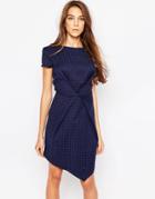 Liquorish Envelope Dress In Jacquard - Navy