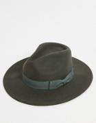 Asos Design Felt Fedora Hat With Matching Band In Charcoal-grey