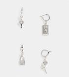 Reclaimed Vintage Inspired Single Drop Earrings With Charms In Silver 4 Pack