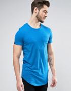 Produkt Longline T-shirt With Pocket In Slub Cotton - Blue