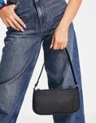 Asos Design Slim 90s Shoulder Bag In Black Recycled Nylon